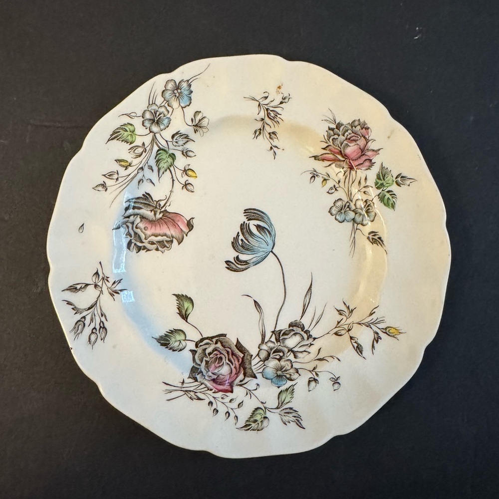 Johnson Brothers Vintage Floral Salad Plate 8” in Cream with Red & Blue Accents
